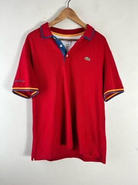 Lacoste Sport Polo Shirt Mens XXL Size 7 Red VTG Cotton Preppy